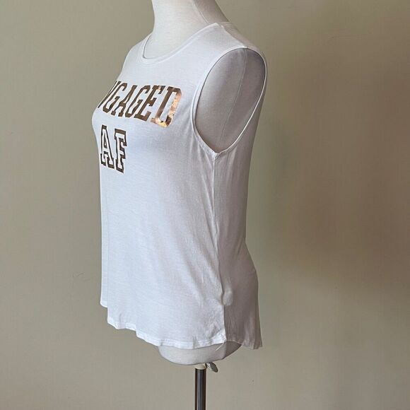 ENGAGED AF White Sleeveless Tank Top Size XS - Picture 2 of 5